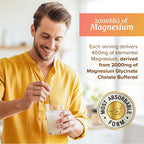 Magnesium Glycinate Powder 400MG | Sleep & Relaxation Support | Peach Mango Flavor, Sugar-Free | High Absorption Chelated Magnesium Powder | Vegan, Gluten-Free, Non-GMO | 30 Servings | 225g (7.94oz)
