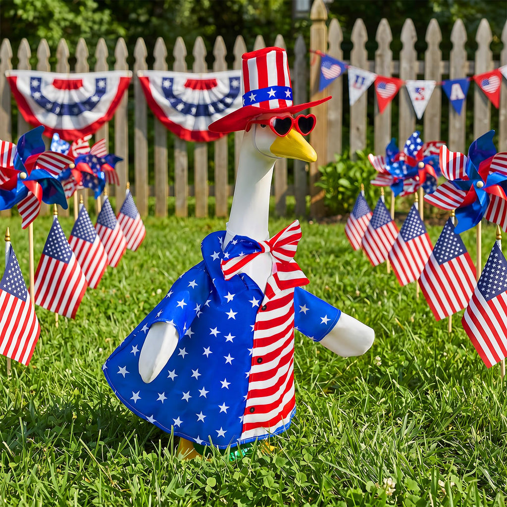 ComfyKit 1 Set 4th of July Porch Goose Outfit for 23 Inch Goose Statues