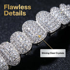 Men and women Adjustable Gold and Silver Grillz - Hip Hop Bling Tooth Covers with Cubic Zirconia - Detachable Fashion Dental Jewelry for Men (Silver)