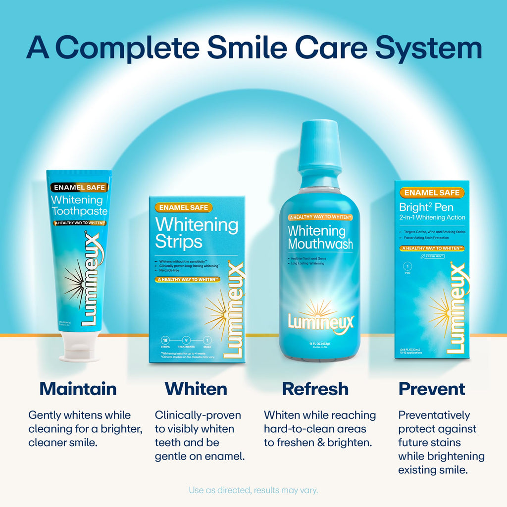 Lumineux Teeth Whitening Toothpaste 2 Pack Peroxide Free Enamel Safe for Sensitive Whiter Teeth, Fluoride Free, No Alcohol, Artificial Colors, SLS Free Dentist Formulated - 3.75 Oz