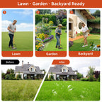 GAINO Manual Lawn Aerator Tool with 15 Spikes, 32"-35" Adjustable T-Handle Aerator for Lawn, Automatic Dirt Ejection Design, Heavy Duty Yard Grass Aerator for Soil Compaction, Black & Orange
