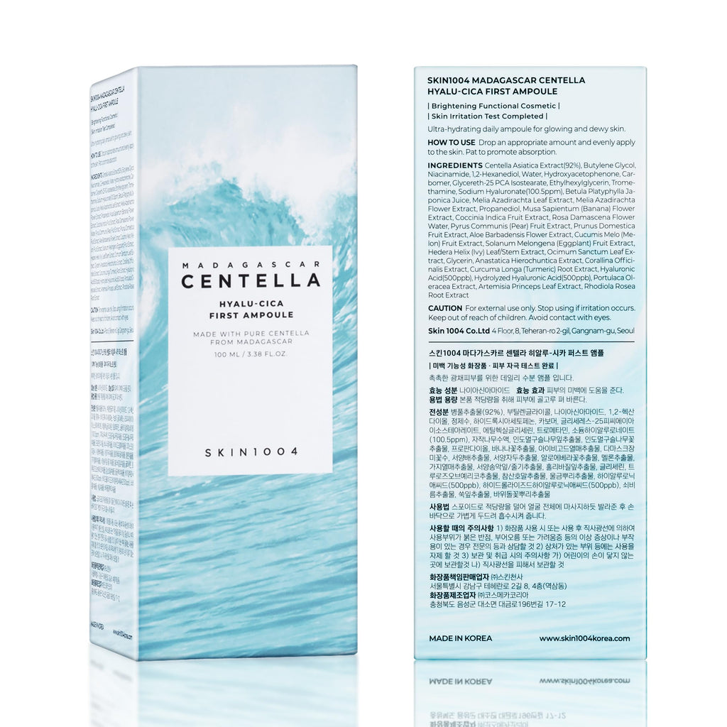 SKIN1004 Hyalu-Cica First Ampoule, Korean Serum for Face with Hyaluronic Acid & Centella, Facial Ampoule Serum for Deep Moisture, Lightweight Centella Ampoule, Korean Skin Care, 3.38 fl.oz / 100ml