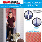 Magic Mesh Deluxe- Americana 2 Pack- Hands Free Magnetic Screen Door, Mesh Curtain Keeps Bugs Out, Frame Hook & Loop, Hands Free, Pet & Kid Friendly- Fits Doors up to 39 x 83 Inches, Red/White/Blue