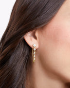 MILLA Dangle Earrings for Women - Cute Designer Earrings for Women Trendy Gold Chain Earrings & Sterling Silver Dangly Earrings (Round CZ / 14K Gold Plated)
