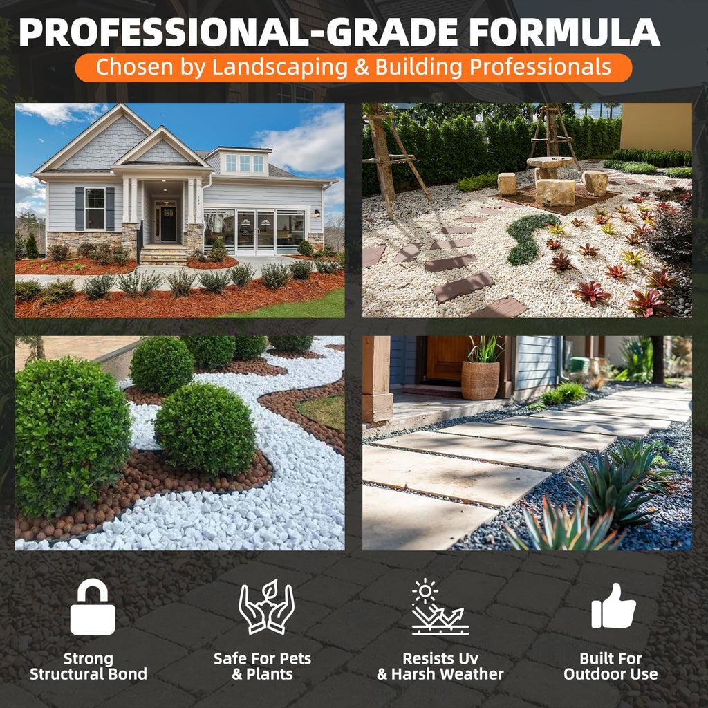 Shabebe Rock Glue for Landscaping 1 Gallon, Ultra-Stick Mulch Bond Gravel Binder & Stone Adhesive, 100% Water-Permeable Pea Gravel Stabilizer, Long-Lasting Rock Glue for Paths, Patios & Borders