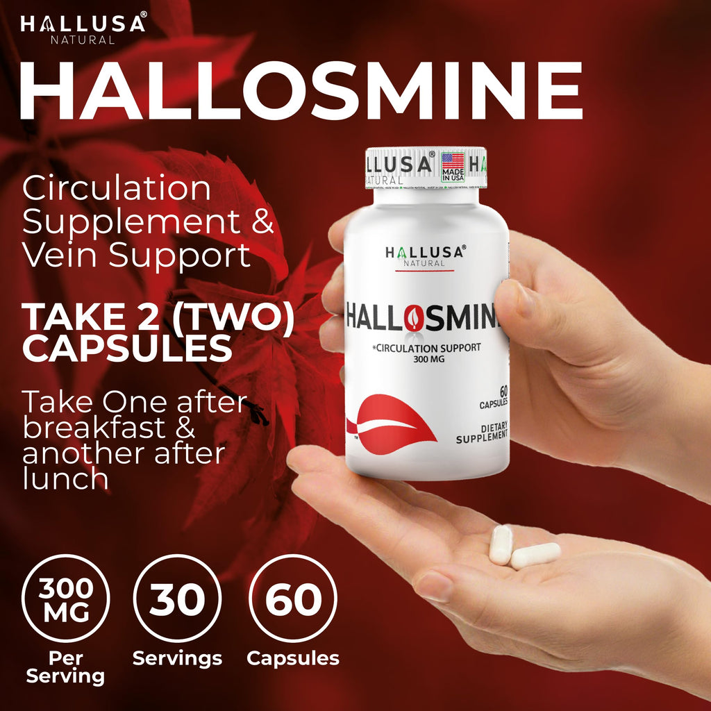 Hallusa Natural Diosmin Circulation - Support for Circulation and Veins - DIOSMIN - DIOSMINE- DIOSMINA - Circulation & Vein Support Supplement