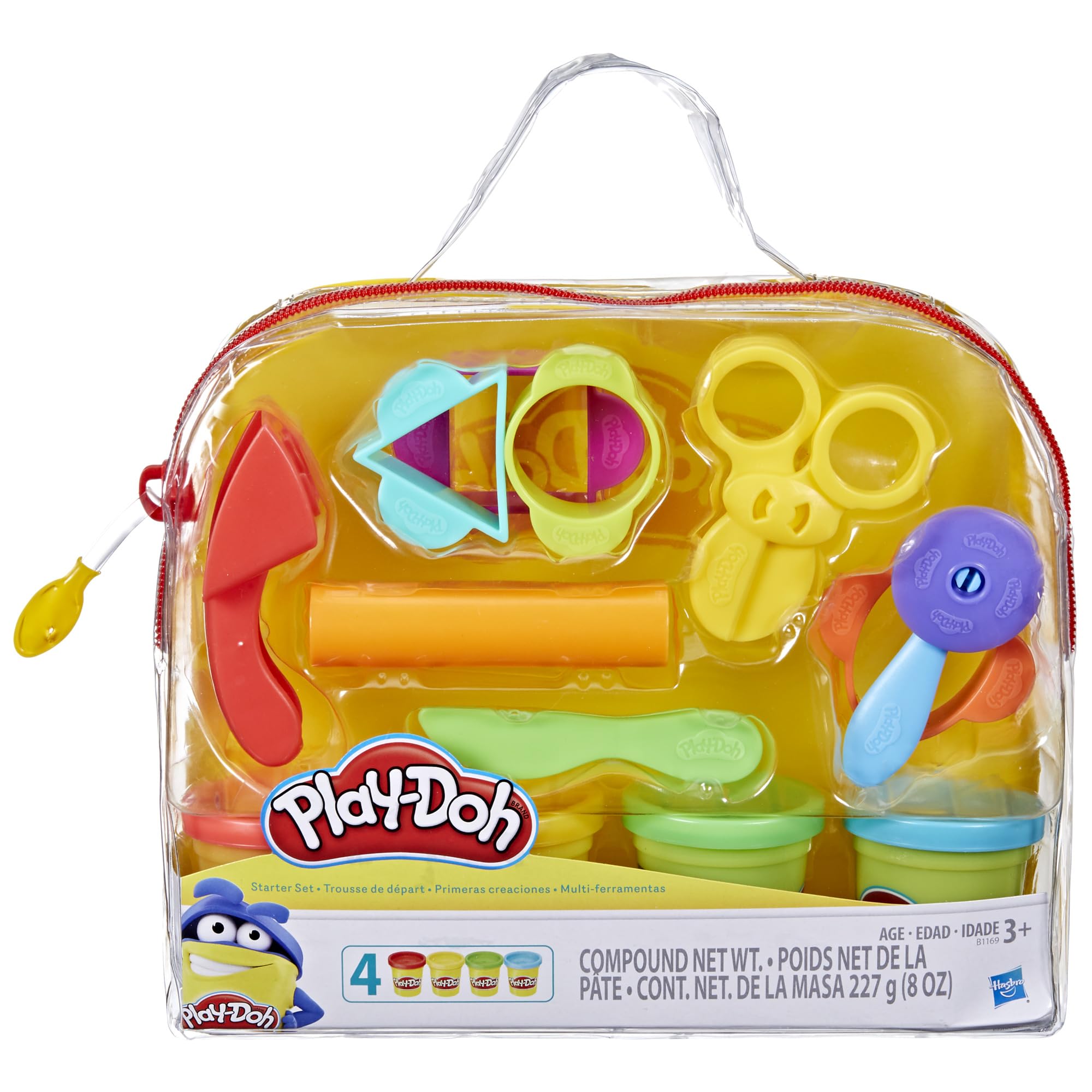 Play-Doh Starter Set 9-Piece Kit with Storage Tote & 4 Modeling Compound Cans, Arts and Crafts for Kids, Back to School Classroom Supplies, Preschool Toys, Ages 3+