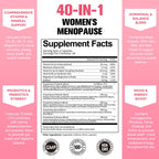 40-in-1 Menopause Supplements for Women, Multibenefit & Complete Black Cohosh for Hot Flashes, Night Sweats & Hormone Balance, w/ Probiotics, DIM, Vitex, Dong Quai, Red Clover and More, 120 Vegan Caps