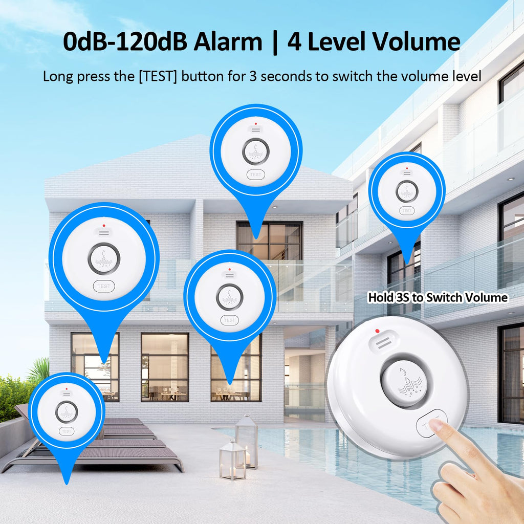 5 Pack Water Leak Alarm Detector, 120dB Loud Alert Water Sensor, IP66 Waterproof, Sensitive Leak and Drip Alert, Easy Installation for Home, Basement Flood Prevention, Bathroom, Sink, Laundry