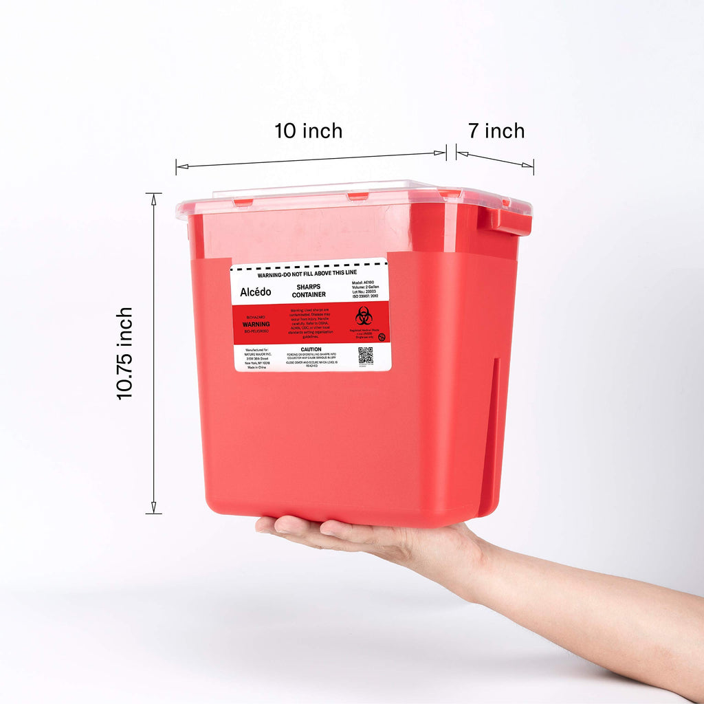 Alcedo Large Sharps Container 2 Gallon (2-Pack) Home & Professional Use