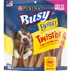Purina Busy with Beggin Twisted Dog Treats, with Real Bacon, 10 ct Pouch