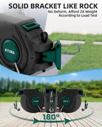 AYURA Retractable Garden Hose Reel 100 ft x 1/2 inch with Pro Metal Shaft, Heavy Duty Automatic Garden Hose Reels with Kink-Free Rewind and Lock at Any Length, Wall Mount Water Hose Reel for Outside