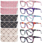 SIGVAN 6 Pack Oprah Style Reading Glasses Blue Light Blocking Square Computer Spring Hinge Readers for Women Men (6 Mix, 1.25, multiplier_x)