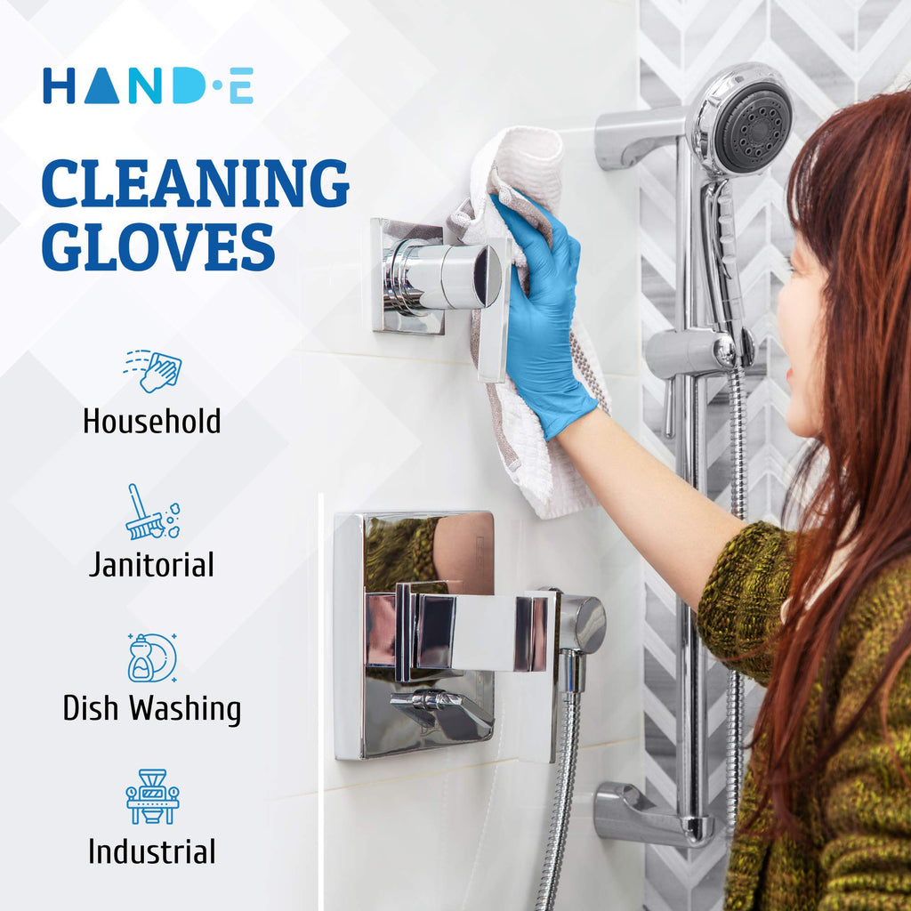 Hand-E Touch Blue Nitrile Disposable Gloves Medium 200 Count - Latex Free Medical Exam Gloves, Powder Free, Food Safe, Cooking