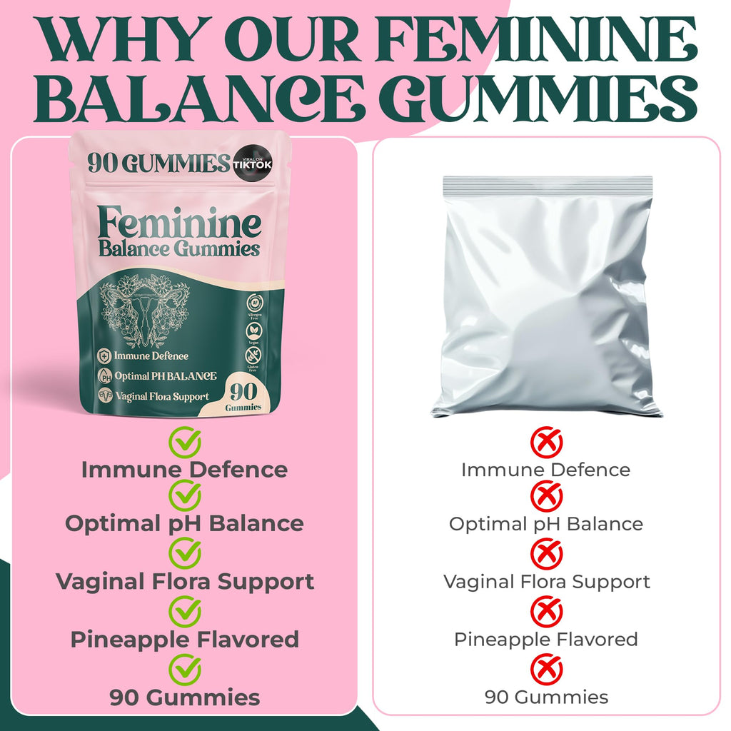 ORGANIC UPLIFT Feminine Balance Gummies - for Women’s Health & Wellness - Immune Support - Vegan, Gluten-Free - Hawaiian Pineapple (Pack of 1)