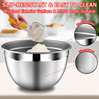 DUTZUN Mixing Bowls with Strainer, Mixing Bowl with Lids Set, Stainless Steel Mixing Bowls, Kitchen Gadgets 2025 Salad Bowls with Strainer for Mixing & Preping & Baking, Multicolor
