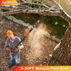AgiiMan 26FT Reach Pole Saws for Tree Trimming, Pole Saw with 5-20FT Telescoping Extension Pole, Pruning Saw with 19" 3X Detachable Saw, Non-Slip Handle, Tree Trimmer for Garden Palms Shrubs