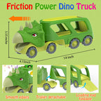 Veslier Dinosaur Car Toys for2 3 4 5 Years Old Boys, Friction Power Carrier Truck with 4 Pack Small Pull Back Dino Car, Christmas Birthday Gift for 3+ Boy Girl Kids Toddlers