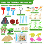 Pakimio Dinosaur Sensory Sand Kit, Lidded Dino Sensory Bin Sandbox for Kids