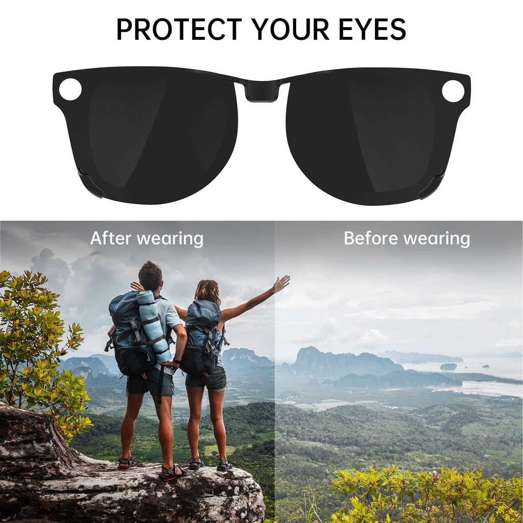 HIBLOKS Polarized Clip for Ray-Ban Meta Wayfarer RW4006 & Gen 2 RW4012 Regular (50-22), Shiny Black Frame Discoloration Clip for Meta Wayfarer Gen 2 Protect Your Eyes, (Regular, Yellow)
