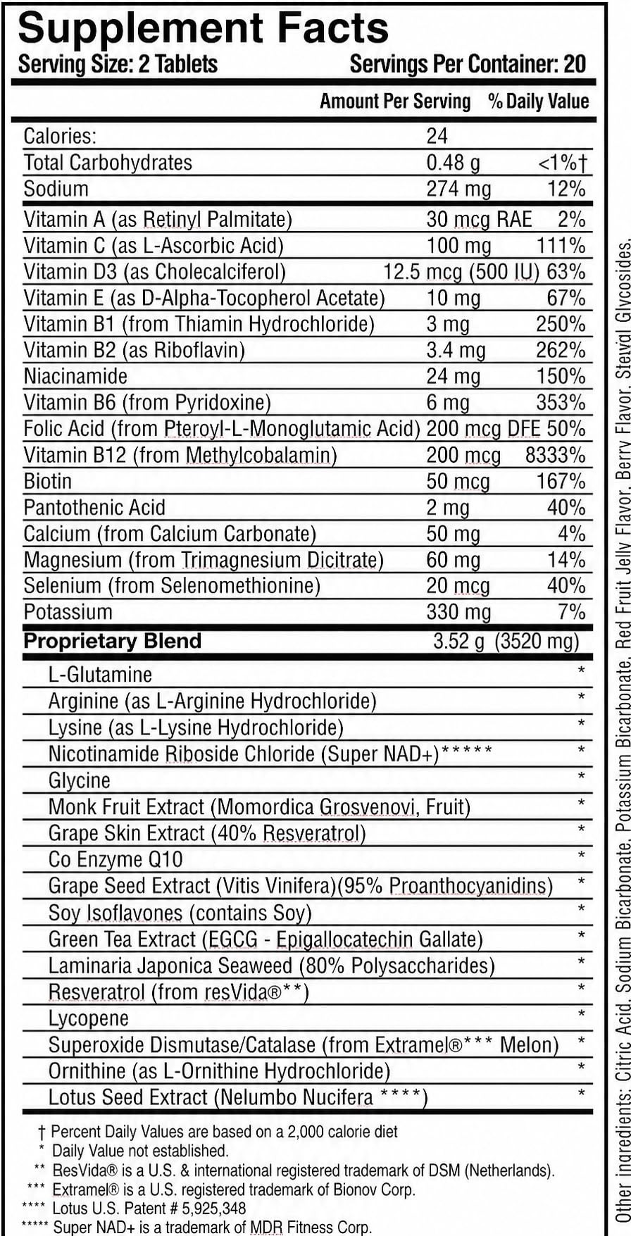 MDR VitalFactors NAD+ Anti-Aging Drink Mix – Doctor Formulated Effervescent Tablets with Resveratrol, SOD, B12 & D3 – Supports Energy, Cellular Health & Vitality – 40 Tablets, Trusted Since 1984