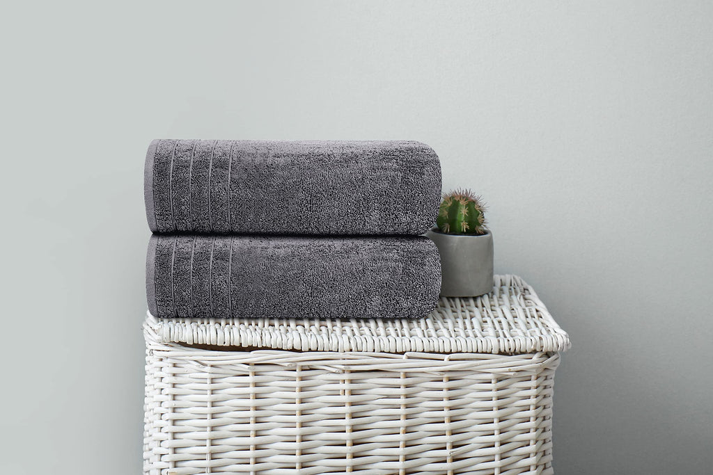 Tens Towels 4 Piece Extra Large Bath Towels 30 x 60 Inches, Dark Grey