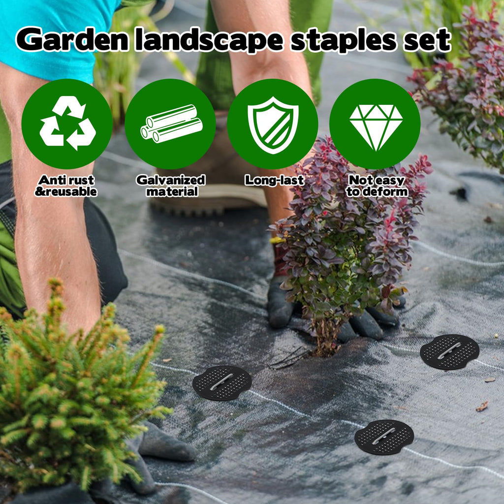250 Packs Garden Stakes Staples 6 inch Landscape Fabric Pins Lawn 150Pcs U Shaped Galvanized Staples Ground Stakes Landscaping Pins and Plastic Fixing Gasket for Irrigation Hoses Plant Cover
