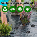 250 Packs Garden Stakes Staples 6 inch Landscape Fabric Pins Lawn 150Pcs U Shaped Galvanized Staples Ground Stakes Landscaping Pins and Plastic Fixing Gasket for Irrigation Hoses Plant Cover