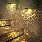 EKQ Solar Fence Lights 6 Pack Solar Step Lights Outdoor Waterproof LED Solar Powered Wall Lights Outdoor Decorations Warm Yellow Light Decorative Lighting for, Front Door, Backyard (Gold)