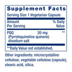 Life Extension PQQ, pyrroloquinoline Quinone, 20 mg, Promotes The Growth of New Mitochondria, Gluten-Free, Non-GMO, Vegetarian, 1 Daily, 30 Capsules