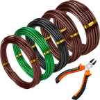 Mudder 5 Roll Aluminum Bonsai Training Wire Tree 2/2.5/3/4/6mm 42 Feet Total with Bonsai Wire Cutter Anodized Training for Holding Branches Small Trunks(Colorful)