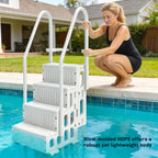 Outsunny 4-Step Swimming Pool Ladder, HDPE with Dual Handrails and Non-Slip Steps for Above Ground Pools, Entry/Exit Ladder, Fits 46.1" - 57.9" High Walls, 396 lbs. Load Capacity White