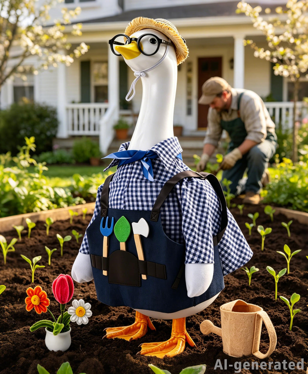 SIQUK Gardener Porch Goose Outfit Porch Goose Clothes Fit 23'' Geese Statue