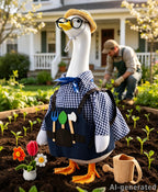 SIQUK Gardener Porch Goose Outfit Porch Goose Clothes Fit 23'' Geese Statue