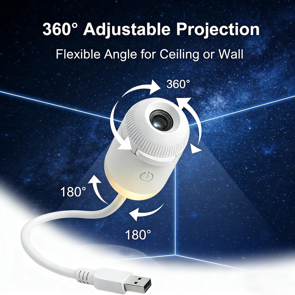 Galaxy Starry Sky Night Light Projector, 2-in-1 Portable with 12 Projection Films, 360° Adjustable Brightness Control Eye‑Caring LED Night Light for Kids Adults Bedroom Home Ceiling Car Decor Gift