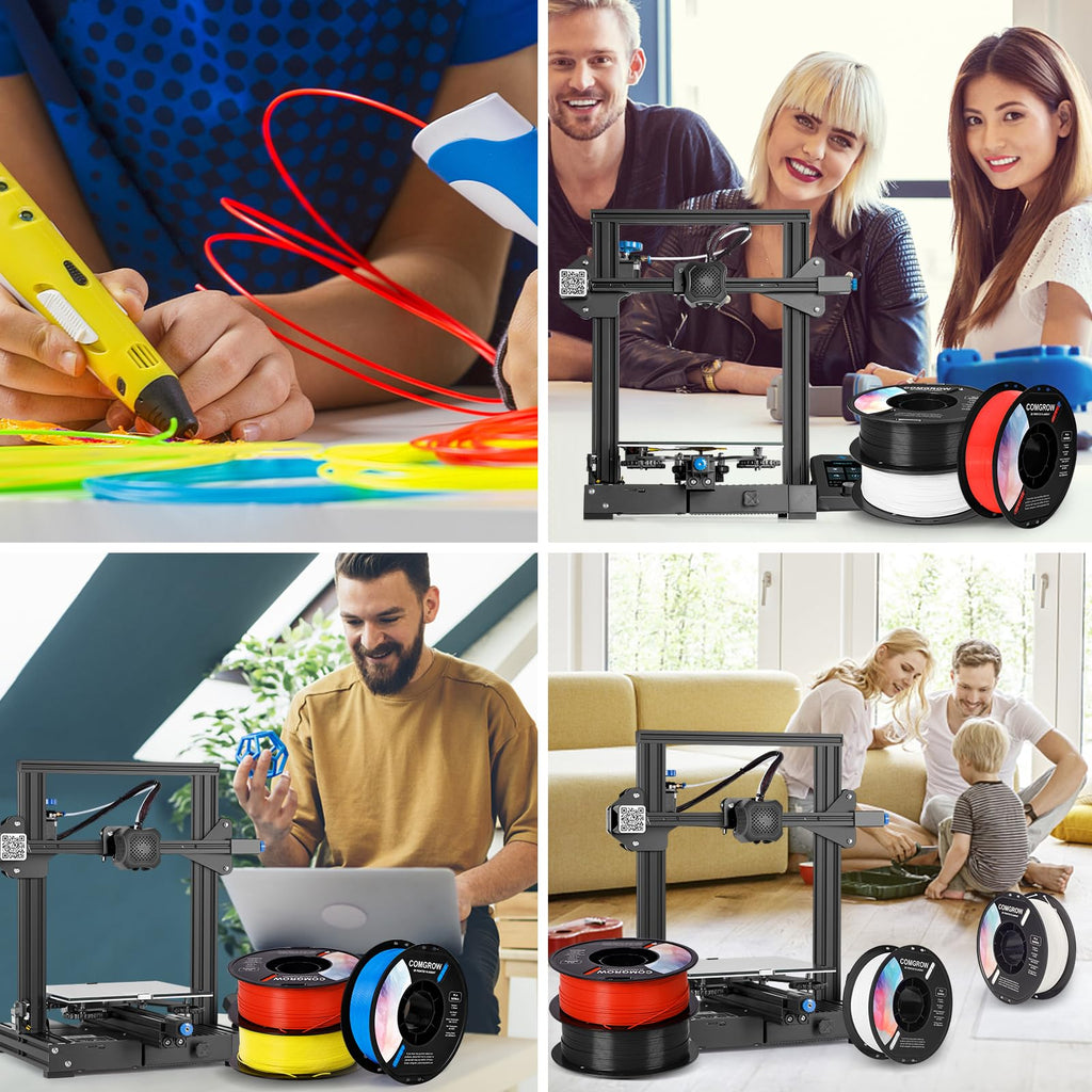Comgrow PLA 3D Printer Filament, 3D Printer PLA Filament 1.75mm, Dimensional Accuracy +/- 0.02 mm, 2 Rolls of 1KG Spool PLA Grey