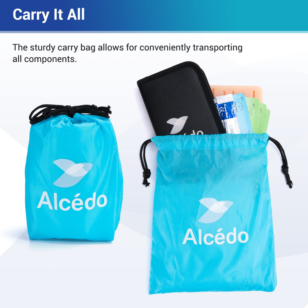 Alcedo Suture Practice Kit for Medical Students | Complete Set (32 Pieces) Include Durable Large Suturing Pad with Pre-Cut Wounds, Tools Kit, and Suture Threads for Educational Use Only