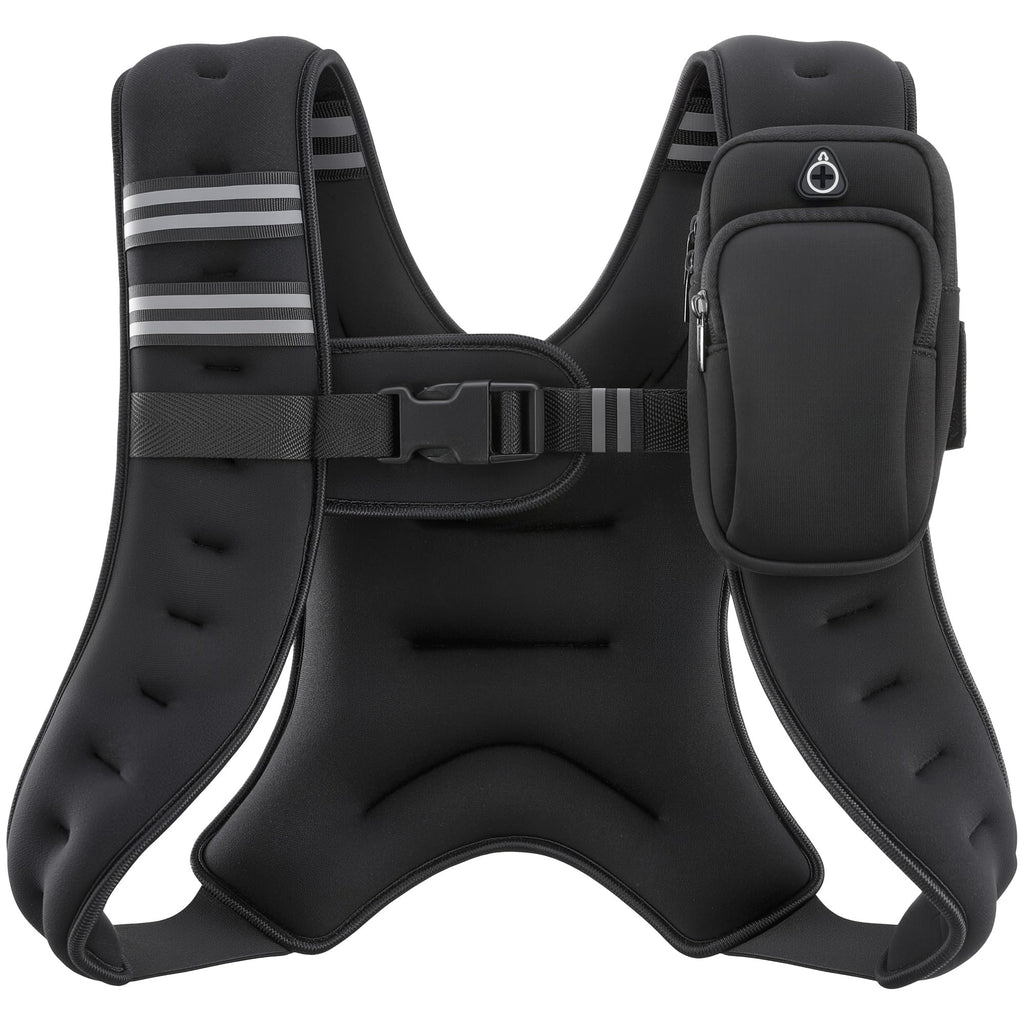 ZELUS Weighted Vest, 6lb/8lb/12lb/16lb/20lb/25lb/30lb Weight Vest with Reflective Stripe for Workout, Strength Training, Running, Fitness, Muscle Building, Weight Loss, Weightlifting, Black(8 lb)