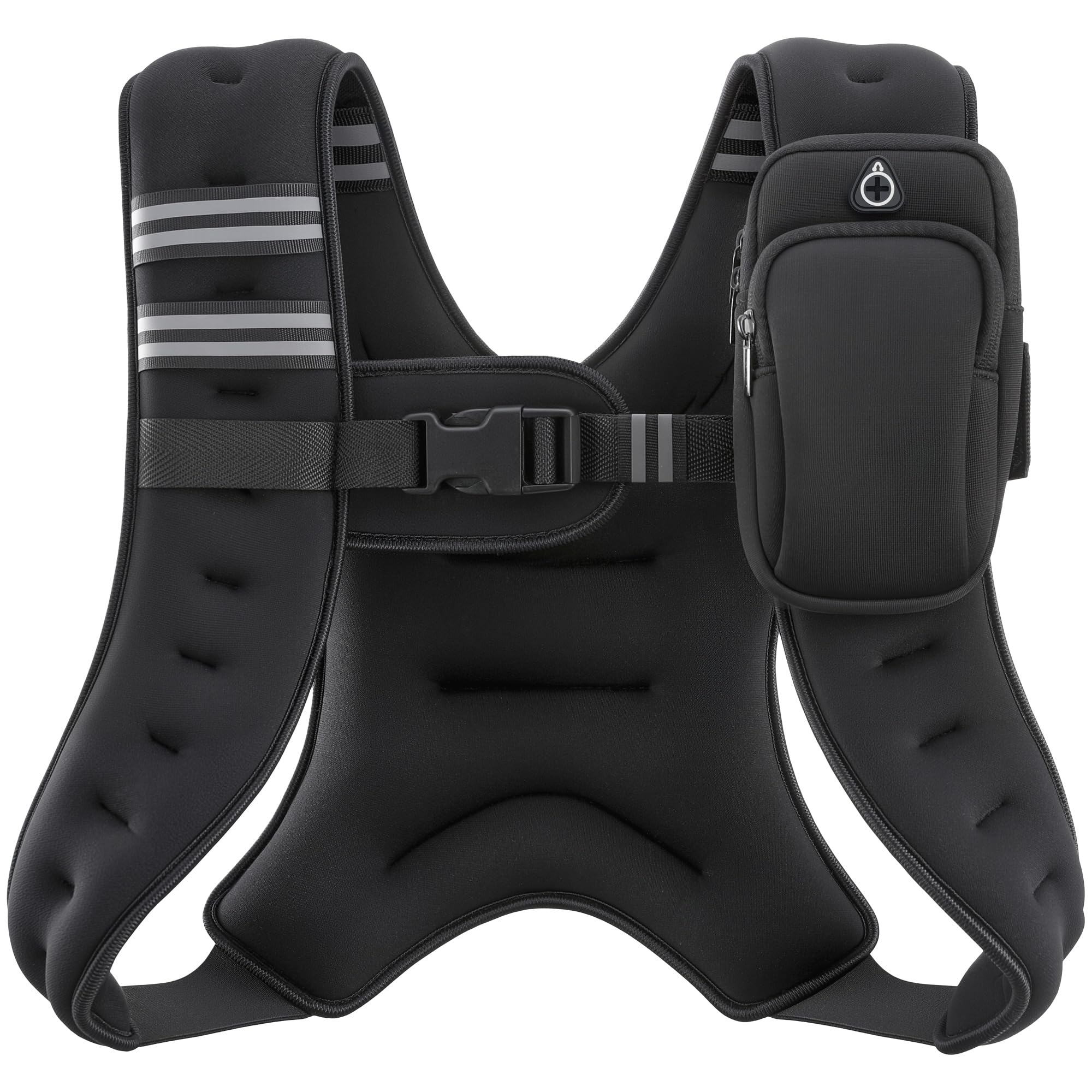 ZELUS Weighted Vest, 6lb/8lb/12lb/16lb/20lb/25lb/30lb Weight Vest with Reflective Stripe for Workout, Strength Training, Running, Fitness, Muscle Building, Weight Loss, Weightlifting, Black(8 lb)