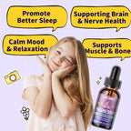 Kids Magnesium Liquid Drops-Magnesium Glycinate Liquid for Kids Supplement-w/L-theanine, Omega-3, Vitamin B6, D3 - for Sleep, Relaxation, Brain, Bones - 2 Fl Oz Children's Calm, Strawberry Flavor