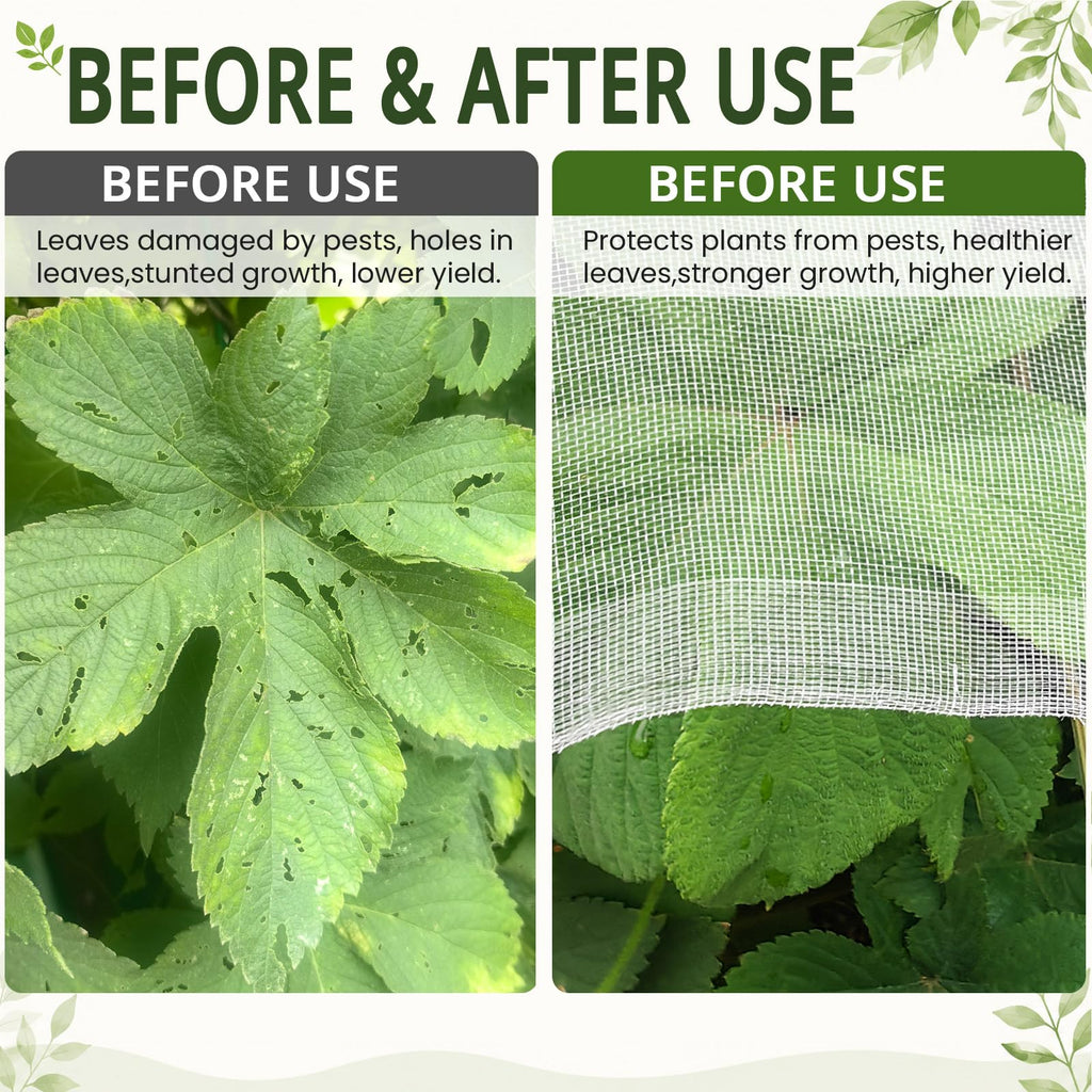 10Ft x 50Ft Garden Netting, Fine Mesh Insect Netting for Plant Protection