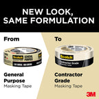 Scotch Contractor Grade Masking Tape, 0.94 inches by 60.1 Yards (540 Yards Total), 2020, 9 Rolls