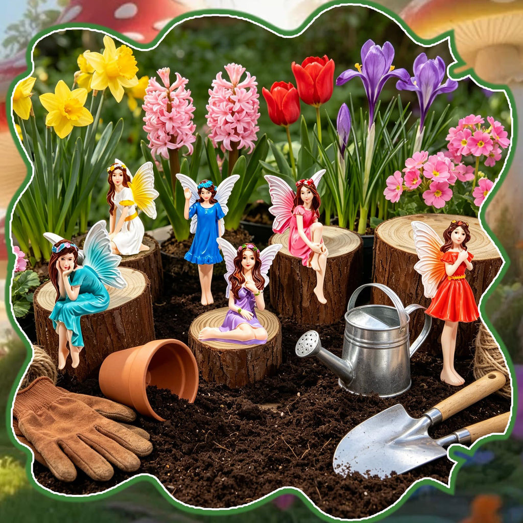 Exasinine 6 Pcs Fairy Figurines 4 Inch Colorful Fairies for Fairy Garden