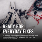 LEATHERMAN, Rev Pocket Size Multitool with Package Opener and Screwdrivers, Stainless Steel