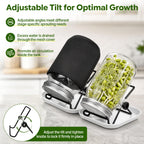Wnfou 4 Pack Sprouting Jar Kit with Wide Mouth Mason Jars, Sprouting Lids, Stands, Drip Trays and Brushes, Seed Sprouter Set for Growing Broccoli, Mung Bean and Fresh Sprouts for Indoor Kitchen Use