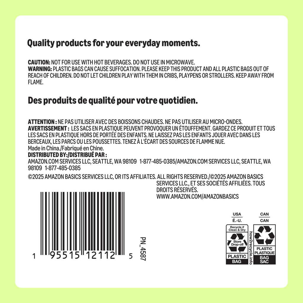Amazon Basics Mini Disposable Clear Plastic Cups, 3oz, 100 Count