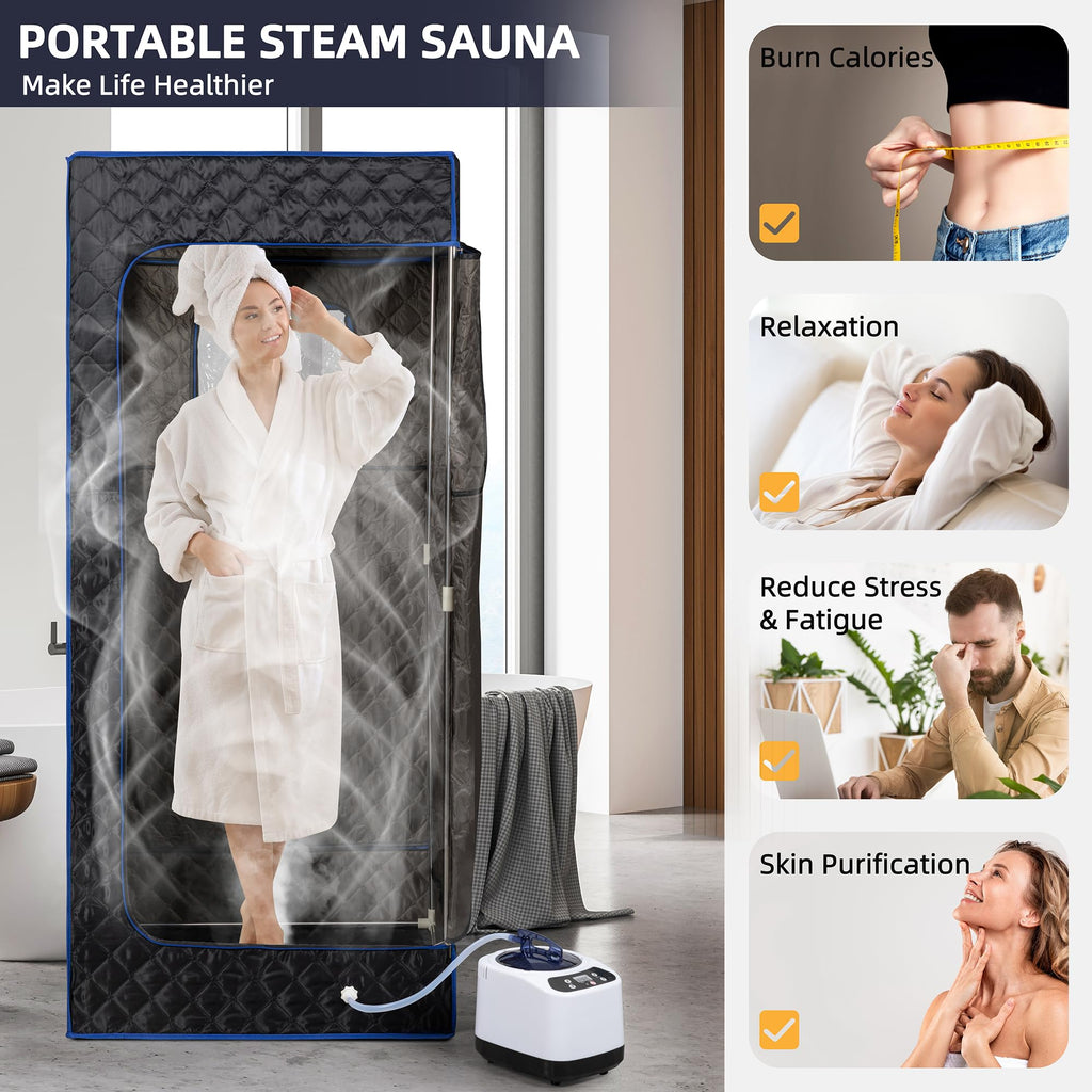 BOCHPOWER Portable Sauna Box, 3.0L Steamer, Remote Control, Folding Chair, 9 Levels (Full Size)