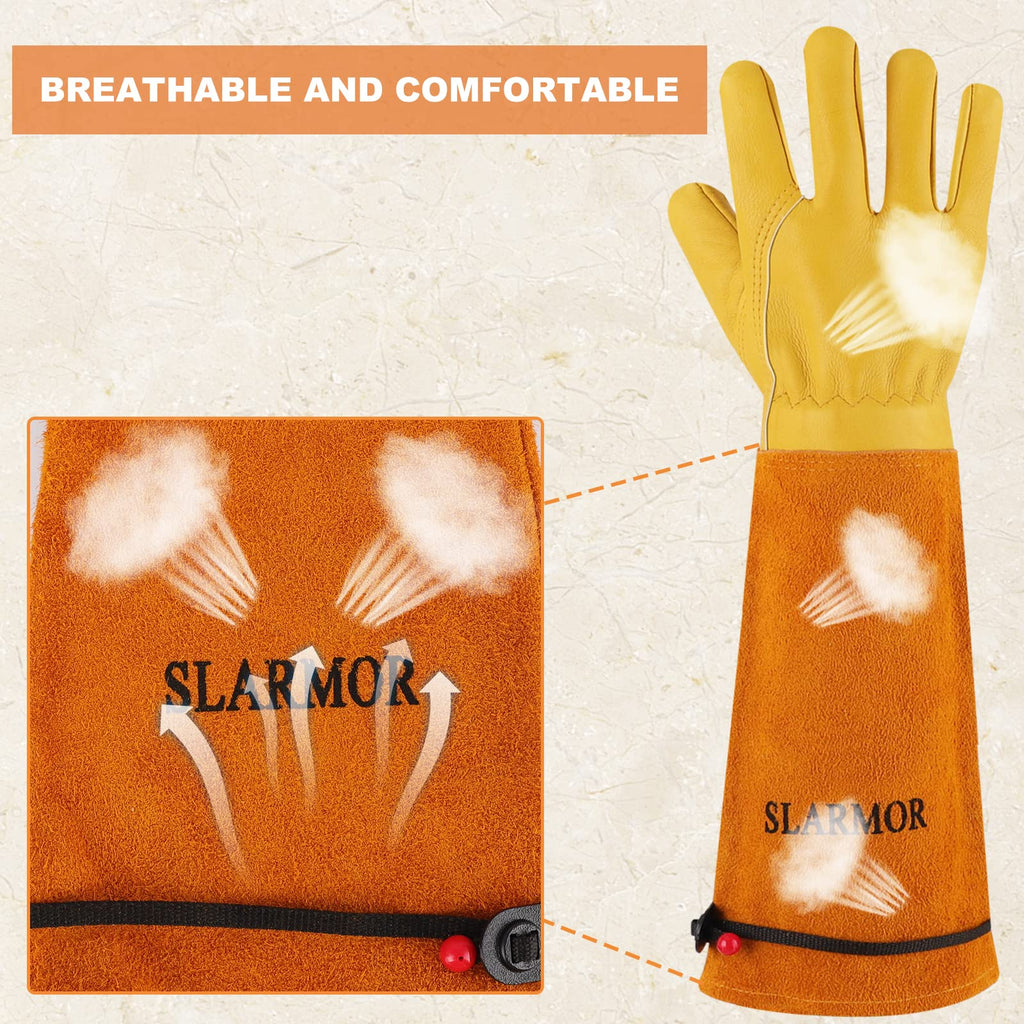 SLARMOR Gardening Gloves for Women Men, Long Thorn Proof Rose Pruning Glove