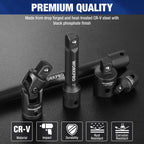 WORKPRO 9-Piece Impact Socket Extension Set, Includes 3/8" Drive Extension Bar Set, 1/4", 3/8" & 1/2" Drive Universal Joints and Adapters, Premium Chrome Vanadium Steel with Black Phosphate Finish