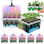 MYMULIKE Seed Starter Tray with Grow Light,5 Pack 60 Cells Seedling Tray Kit Reusable & Dishwasher Safe for Starting Vegetable, Flower & Herb Seeds Indoor Grow Kit for Deep-Rooted Seedlings